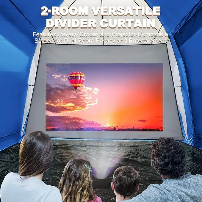 10 Person Family Tents for Camping Waterproof, Music Festival, Parties,2 Room Big Tent with 4 Large Mesh Windows, Double Layer, Easy Setup, Weather Resistant,18ft X 9ft X6.8ft