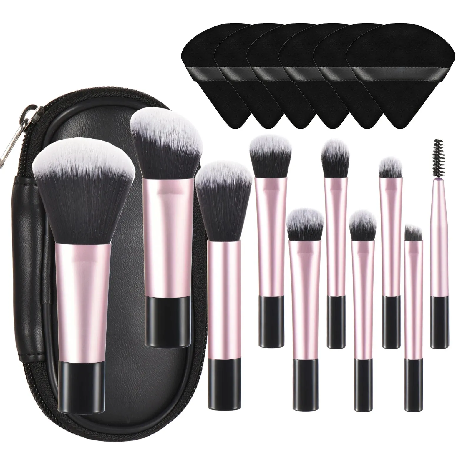 10-Piece Mini Makeup Brush Set with Travel Bag