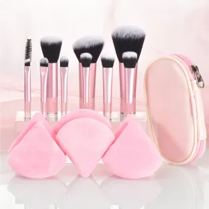 10-Piece Mini Makeup Brush Set with Travel Bag