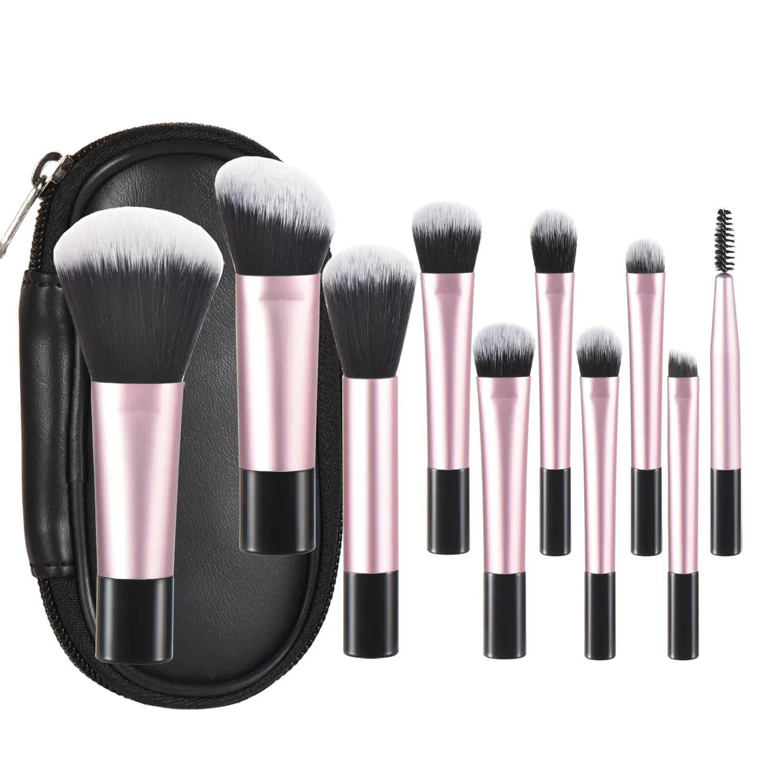 10-Piece Mini Makeup Brush Set with Travel Bag