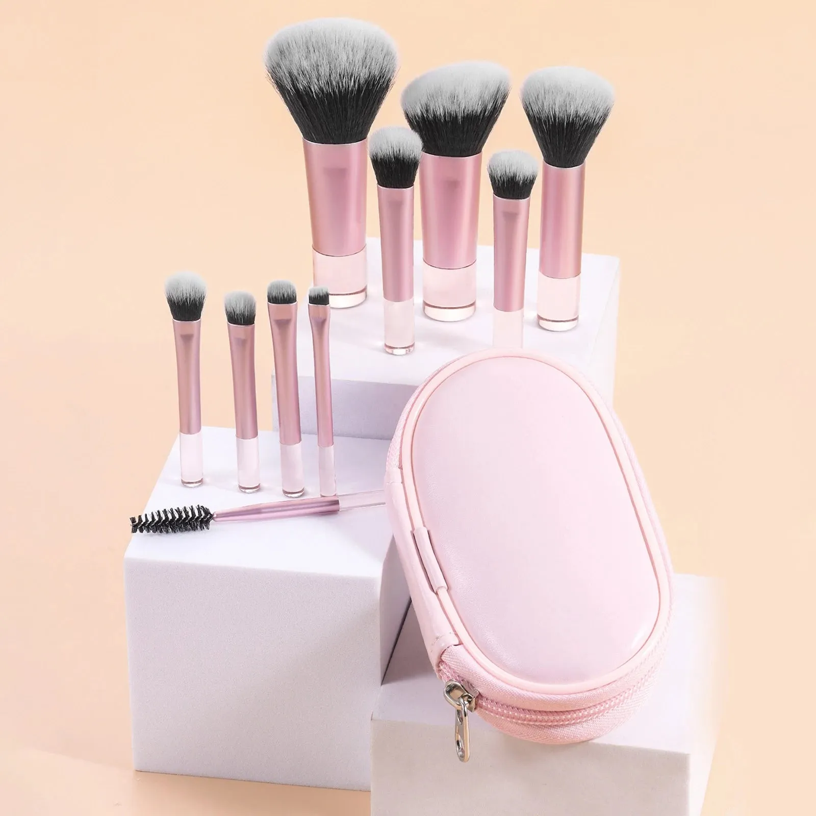10-Piece Mini Makeup Brush Set with Travel Bag