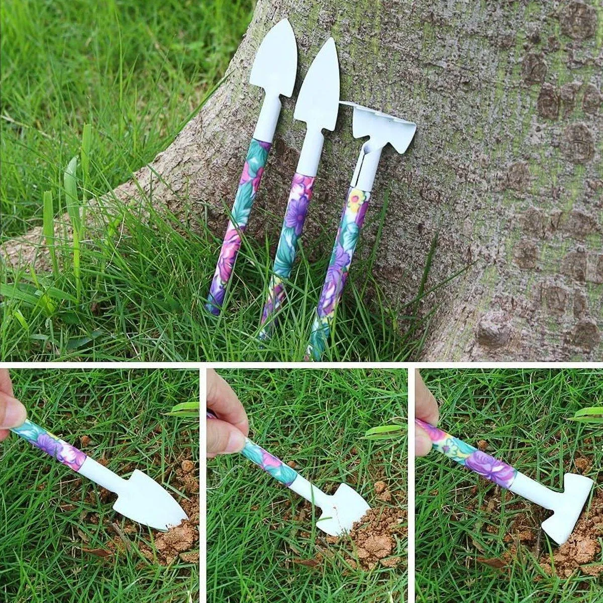 10PC Garden Tool Kit Shovel Rake Planting Tools Set with Purple Handles Gift