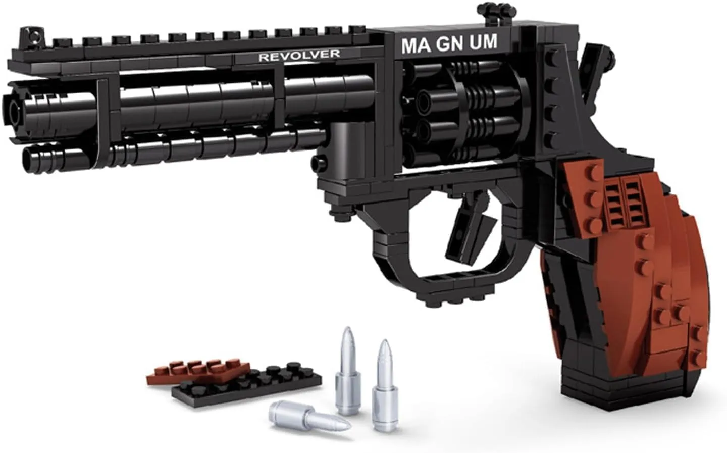 1:1 Revolver Gun Building Block Set - Technic Pistol Kit, Brick Gun Model for Kids Ages 6 , Hand Guns Construction Toy Set(300PCS )