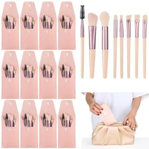 12-Piece Makeup Brush Set For Travel, Includes 8 Brushes And Case, Ideal For Bridesmaids, Synthetic Fiber Brushes For Foundation And Eyeshadow