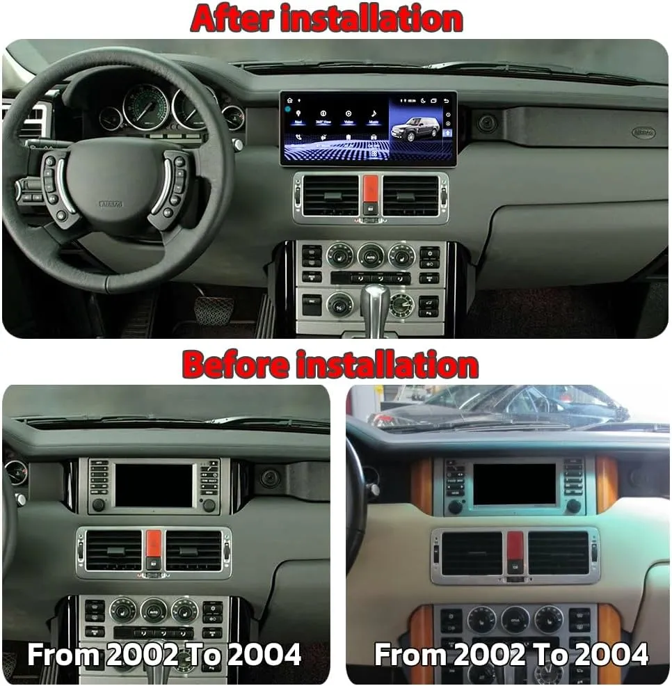 12.3 Inch Android 13 Car Stereo Radio for Land Rover Range Rover Vogue V8 L322 2002-2004 GPS Navigation Multimedia Video Player Wireless CarPlay 4 * 4 Terrain Head Unit