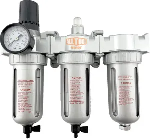 1/2" NPT MID FLOW Filter Regulator Coalescing Desiccant Dryer System For Compressed Air Lines, Poly Bowls, Great For Paint Spray And Plasma Cutter (MANUAL DRAIN)