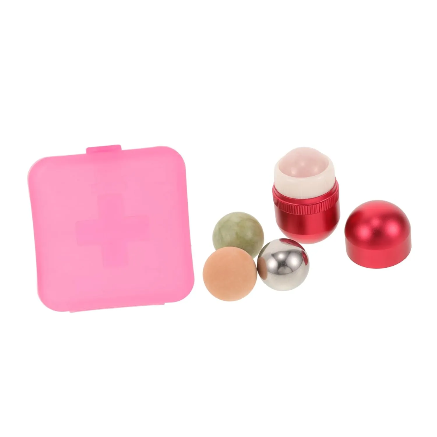 1set Facial Roller Volcanic Stone Roller for Eye Care Stylish Casing Oil-absorbing Tool for Puffiness Multifunctional Massage Kit for Face and Neck