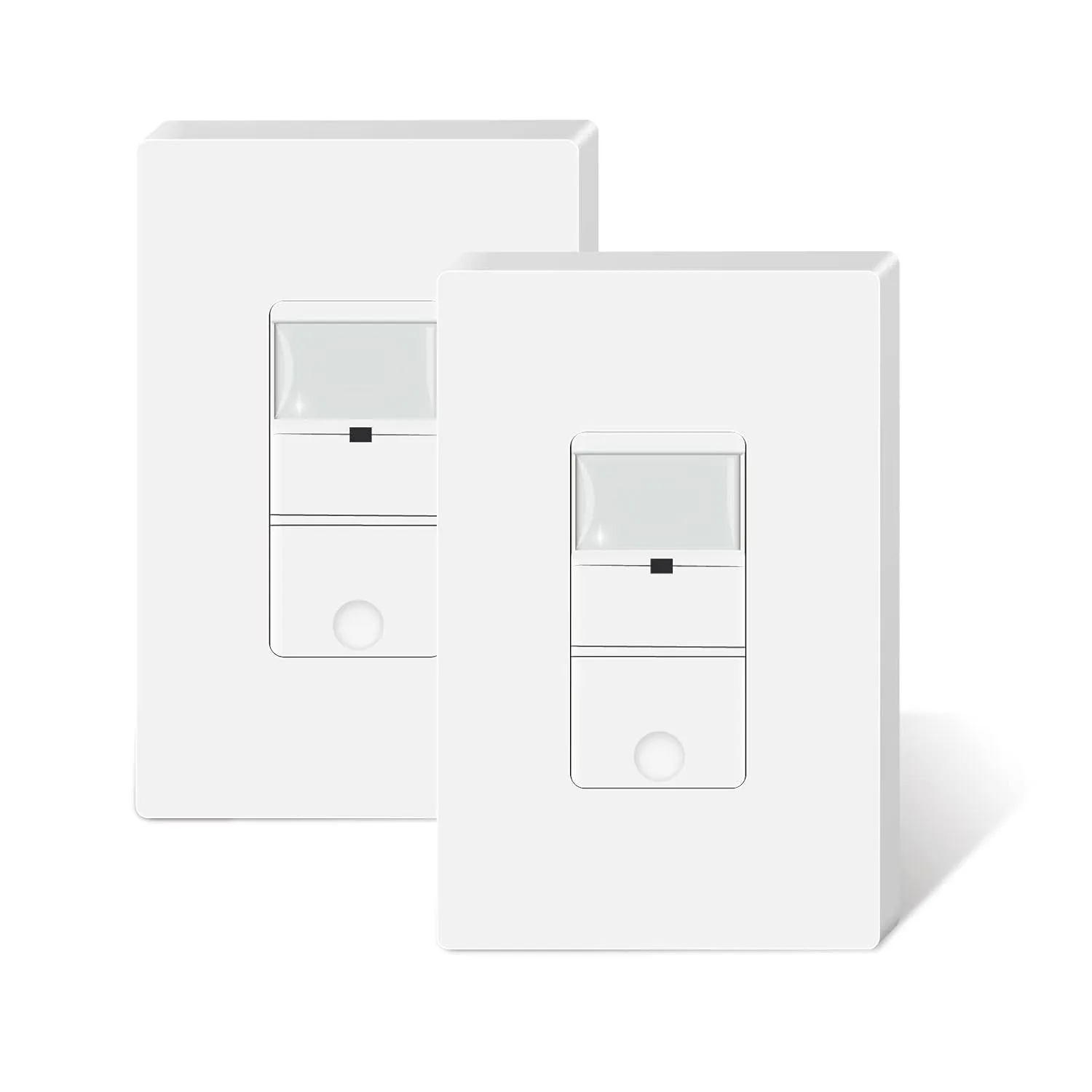 2 Pack Motion Activated Switch, in Wall Occupancy Sensor Switch, Single Pole PIR Infrared Motion Activated Light Switch, Neutral Wire Required, Wall Plate Included, UL Listed