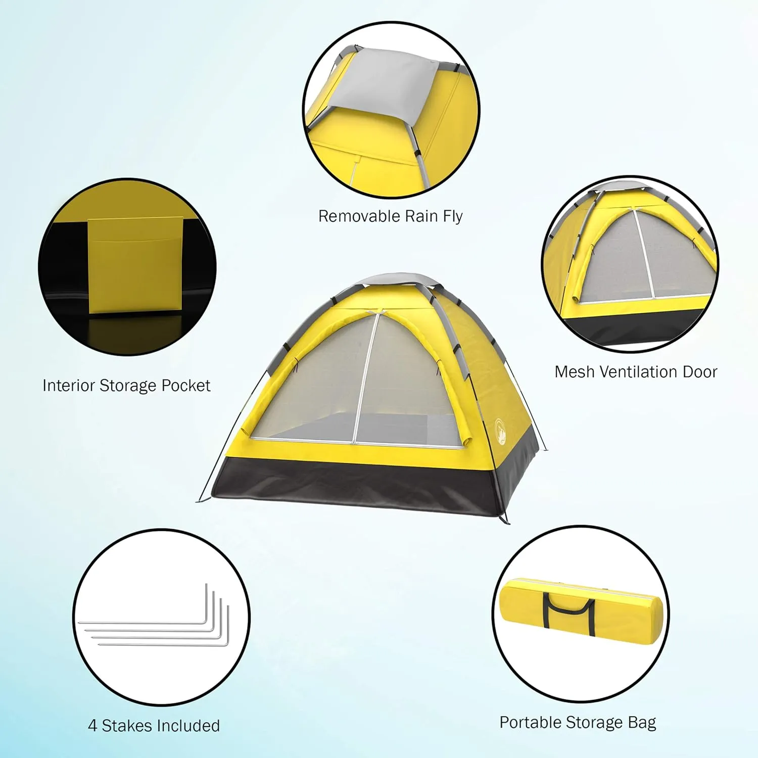 2 Person Camping Tent with Rain Fly and Carrying Bag