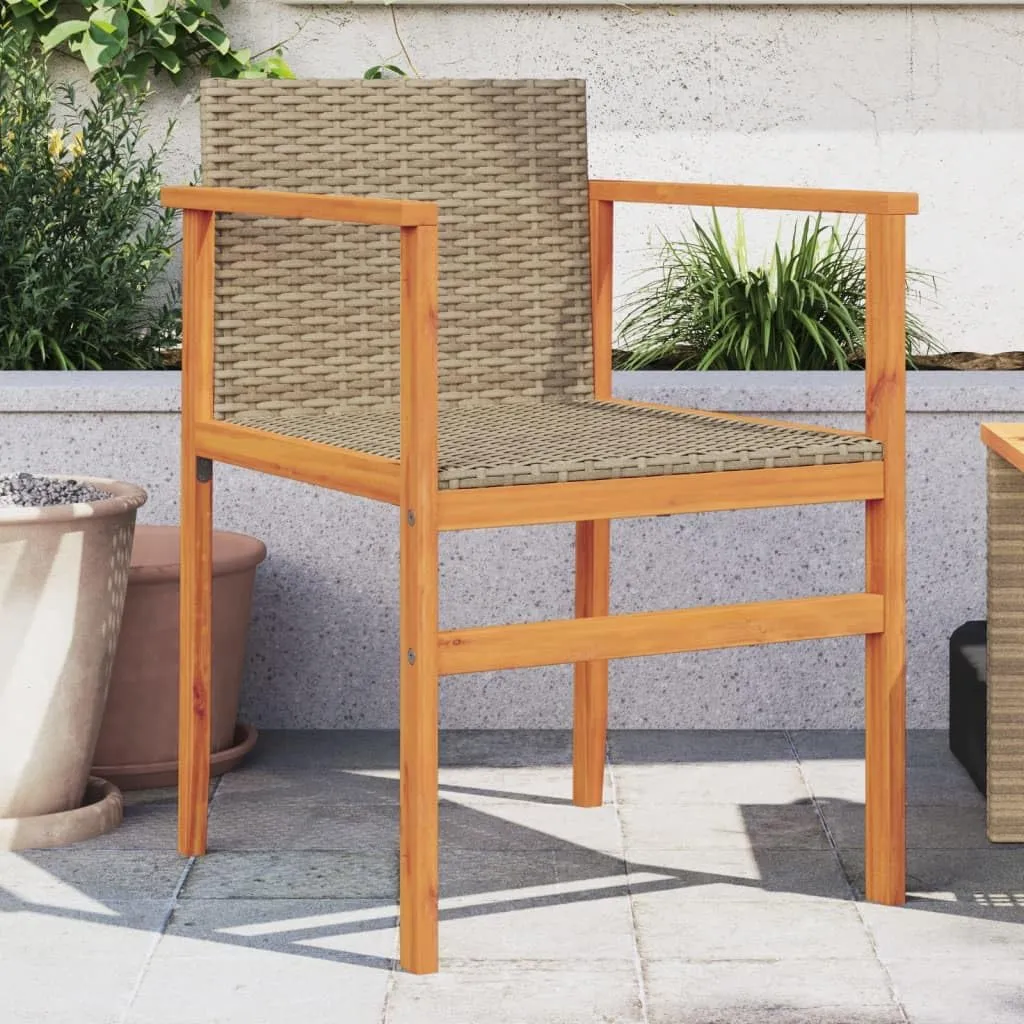 2-Piece Beige Patio Chairs Set with PE Rattan & Solid Wood Frame Outdoor Furniture Durable Weather-Resistant Lounge Chairs for Poolside, Backyard, Deck