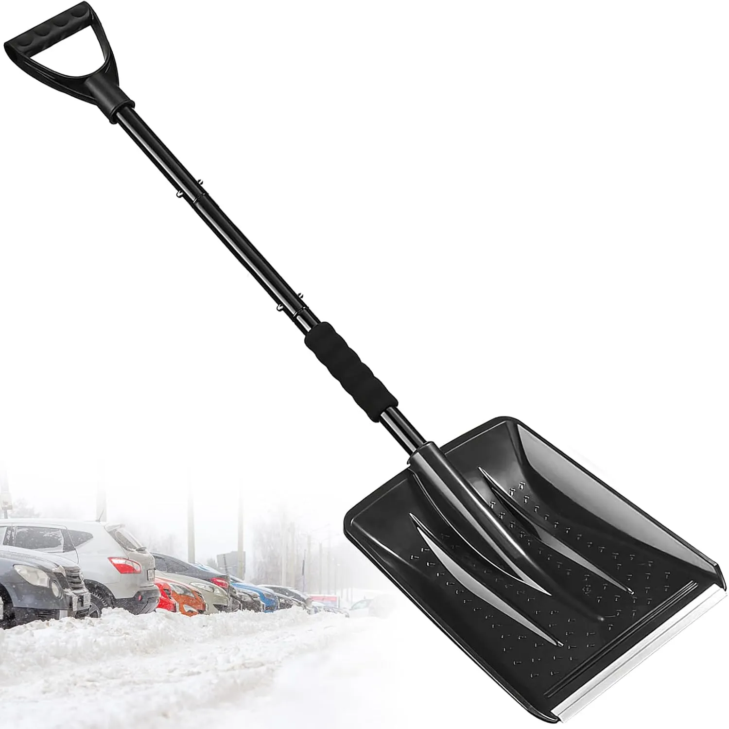 2025 New Snow Shovel for Driveway -Portable Shovel with Handle and Large Capacity for Snow Removal - Car Snow Shovel for Trunk Car Emergency Camping, 4 in 1 Lightweight Snow Shovel