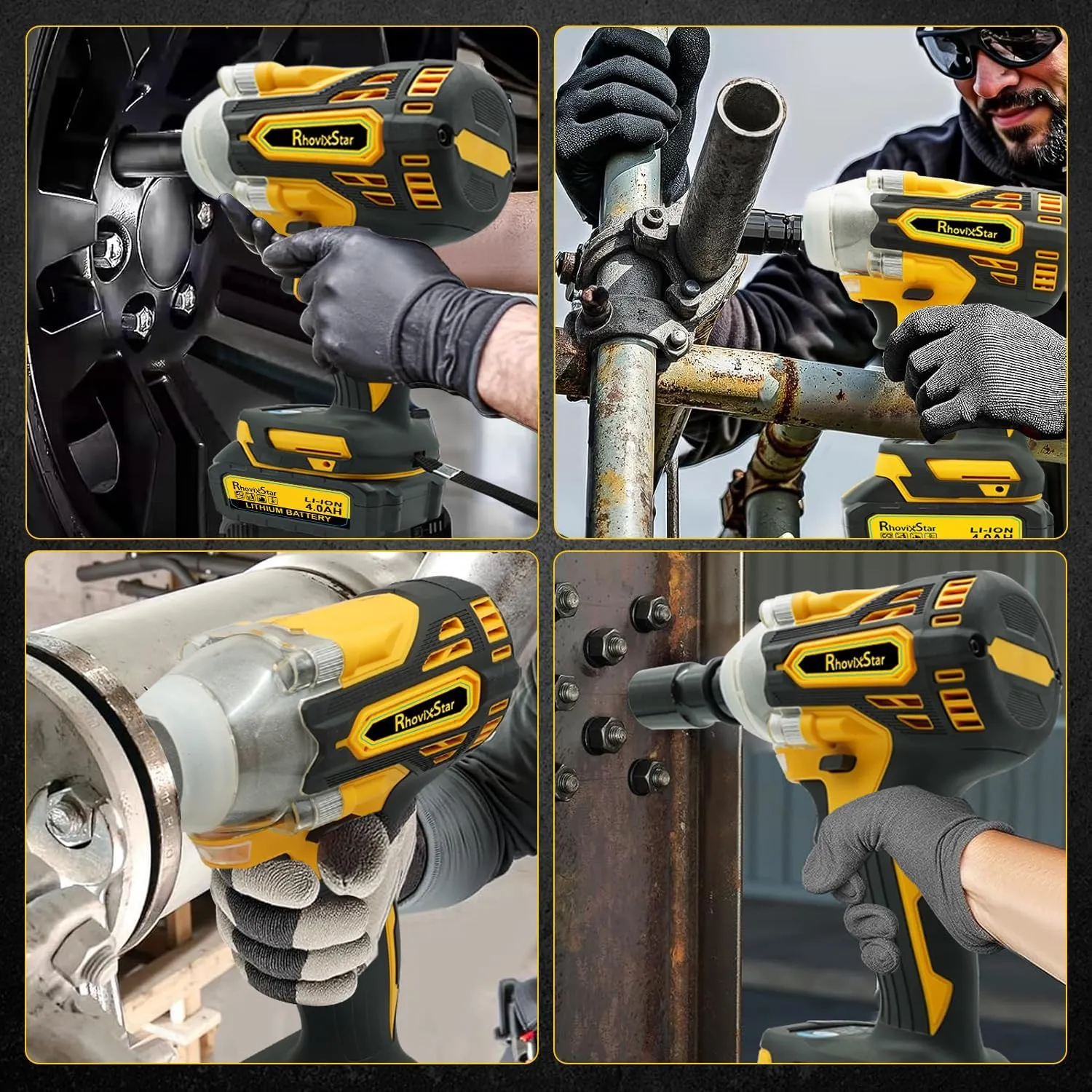 20V MAX Cordless Impact Wrench Kit,1/2" Brushless Motor High Torque Impact Gun,4000mAh Battery and Charger Included,Variable Speed
