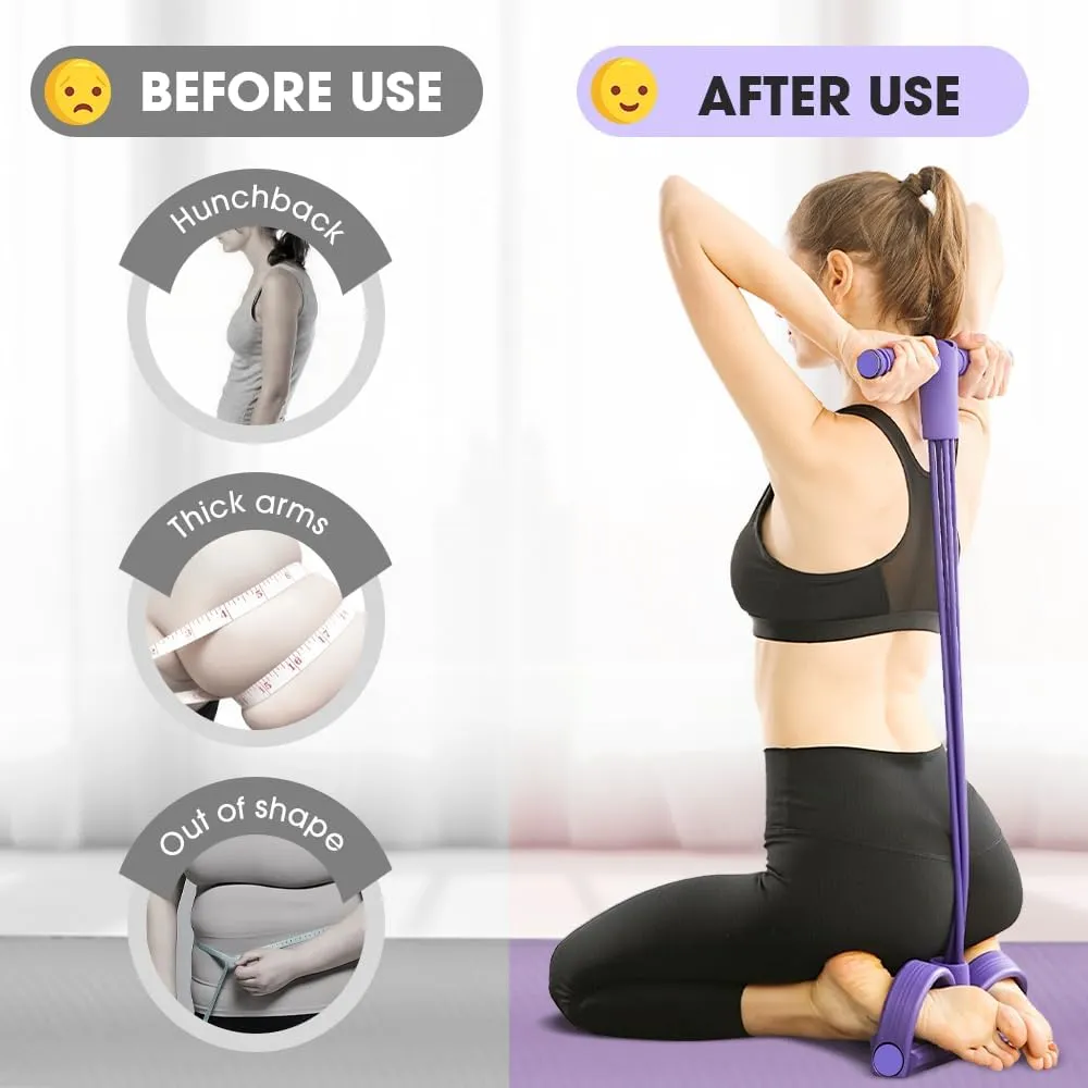 21 Fitness Resistance Bands-4 Tube Pedal Ankle Puller, Sit Up Exercise Equipment, Abdomen,Arm Weight,Waist,Leg Stretching Slimming Training, Stretching Workout Fitness Bands
