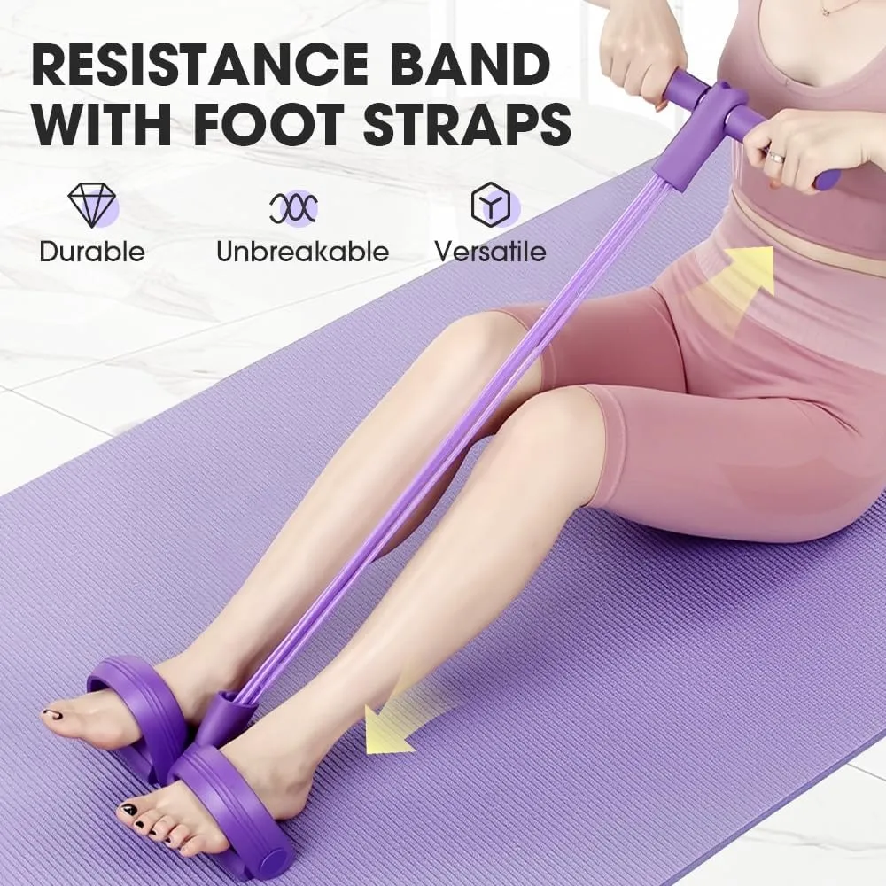 21 Fitness Resistance Bands-4 Tube Pedal Ankle Puller, Sit Up Exercise Equipment, Abdomen,Arm Weight,Waist,Leg Stretching Slimming Training, Stretching Workout Fitness Bands