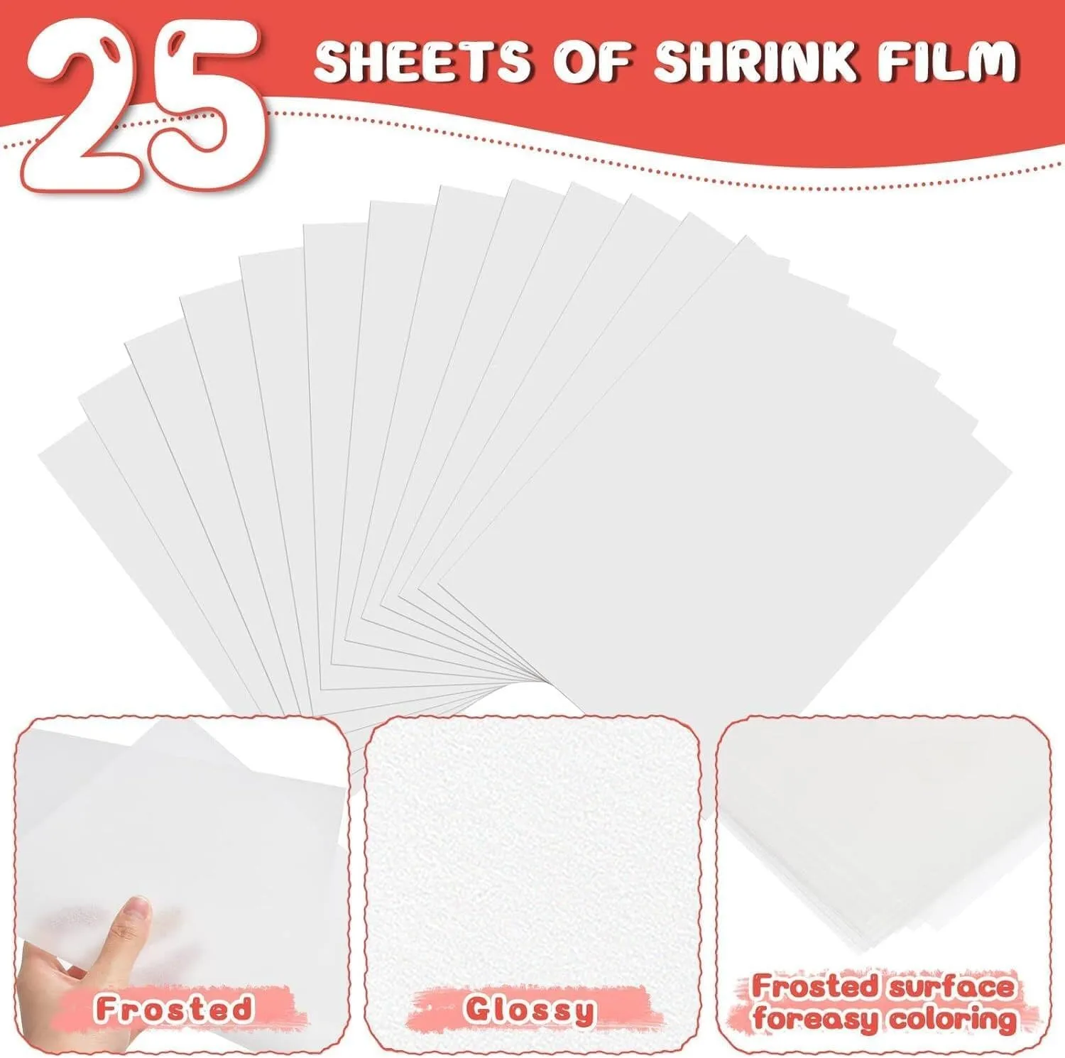 225PCS Shrinky Dink Sheets Keychains Kit,Shrink Plastic Sheets Kit with 25PCS Shrinky Dink Paper,100PCS Keychains and Open Iron Ring for Kids Creative Craft Marking, Handprint（7.87 x11.4inch/20x29cm）