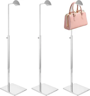 3 Pack Stainless Steel Purse Display Stand, 16-30 Inch Adjustable Handbags Display Stand, Adjustable Height Display Stand Rack for Shoulder Bag Handle Satchel Purse Handbags Wallet