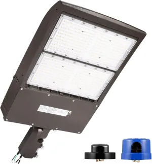 300W Dimmable LED Parkig Lot Light with Slip Fitter, 5000K 42000Lm 1000W HPS/HID Equiv., [Dusk to Dawn Photocell&Shorting Cap Included] UL/DLC Outdoor Commercial LED Parking Lot Lighting Fixture