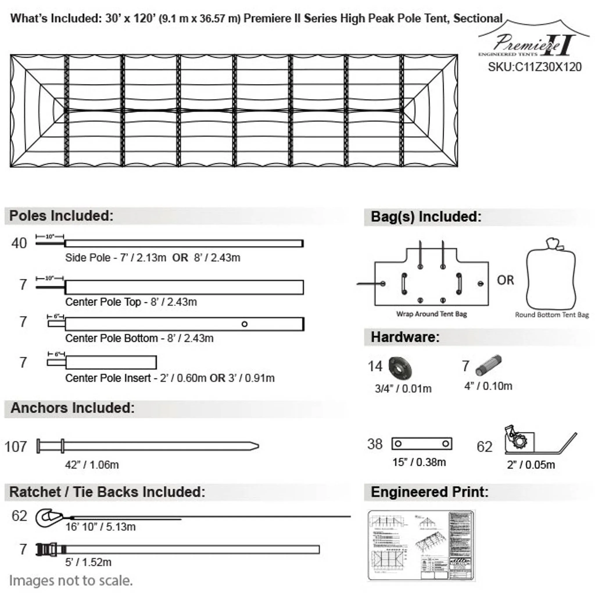 30x120 Engineered High Peak Pole Tent