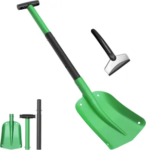 31''Compact Snow Shovel with Ice Scraper, 3 Pieces with Collapsible Design, Aluminum Shovel for Emergency Snow Fall, Camping, Garden and Beach