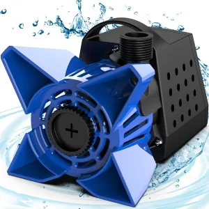 3200GPH Pond Pump, 200W Submersible Water Pump with 33FT Power Cord & Barrier Bag, 2 Hose Adapters, 20FT. Lift Height for Garden Ponds, Fountains, Waterfalls, Water Circulation (Blue)