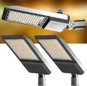 320W LED Parking Lot Area Lights 48000Lm(150LM/W) 5000K Adjustable Slip Mount Parking Lot Light with Smart Photocell IP65 Waterproof ETL Listed LED Pole Light 6KV SPD 7 Yrs Warranty-2Pack