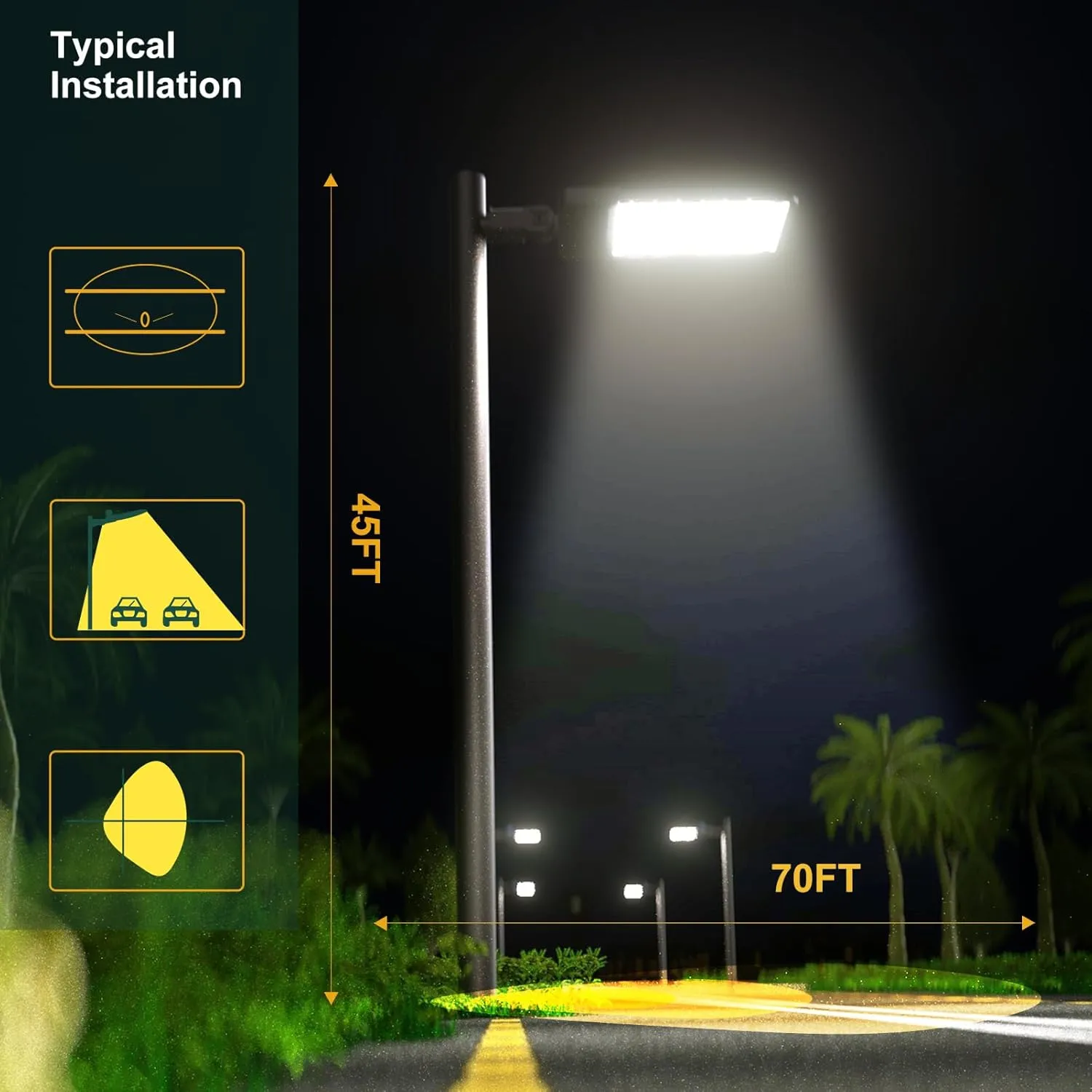 320W LED Parking Lot Area Lights 48000Lm(150LM/W) 5000K Adjustable Slip Mount Parking Lot Light with Smart Photocell IP65 Waterproof ETL Listed LED Pole Light 6KV SPD 7 Yrs Warranty-2Pack