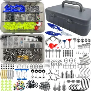 329/427PCS Fishing Lures, Upgrade Fishing Tackle Box with Tackle Included, Fishing Gear Accessories Kit with Lip Grip, Crankbait,Hooks, Weights, Fishing Gift for Men Bass Freshwater