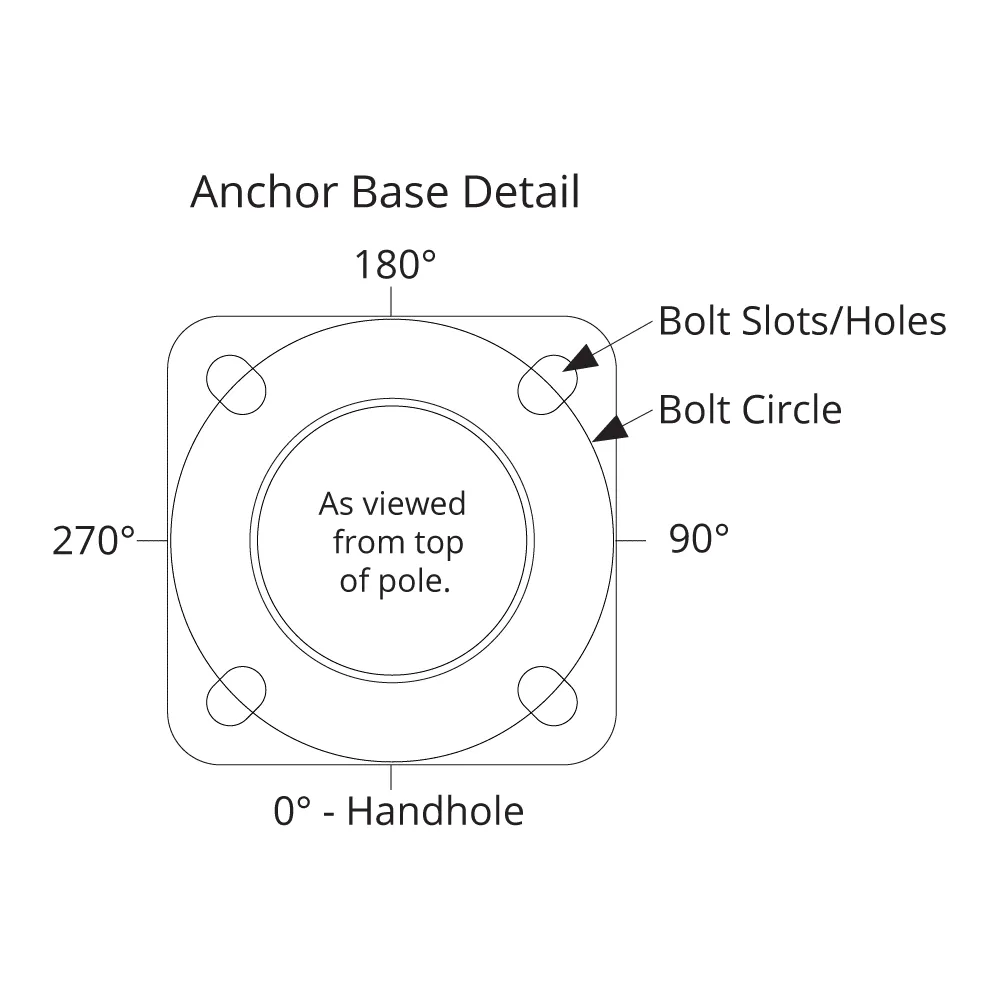 35' Tall, Round Tapered Fiberglass, Anchor Base Light Pole