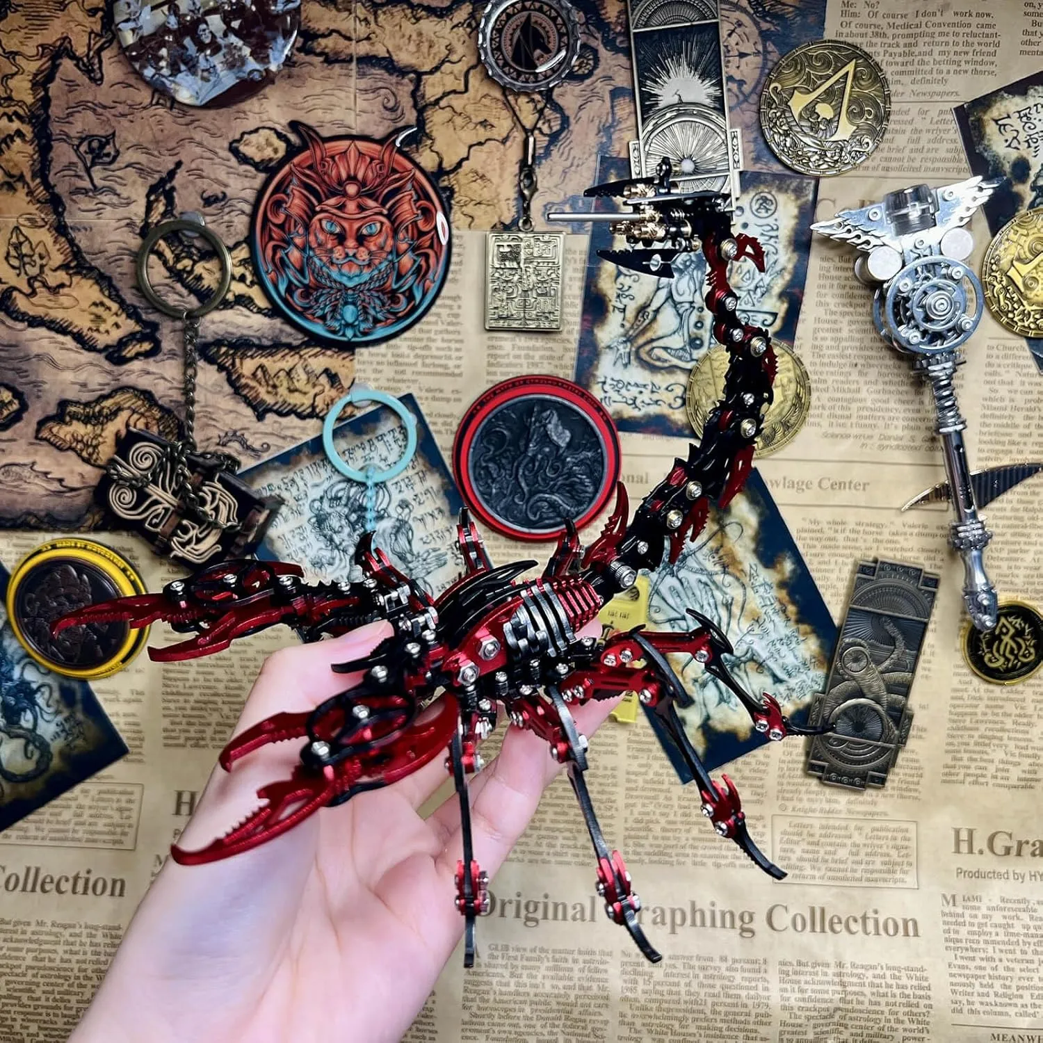 3D Metal Puzzles for Adults, Mechanical Scorpion Model Building Kits, Brain Teaser Challenging Assembly DIY Crafts Kits, Birthday Christams Gifts (Red and Black)