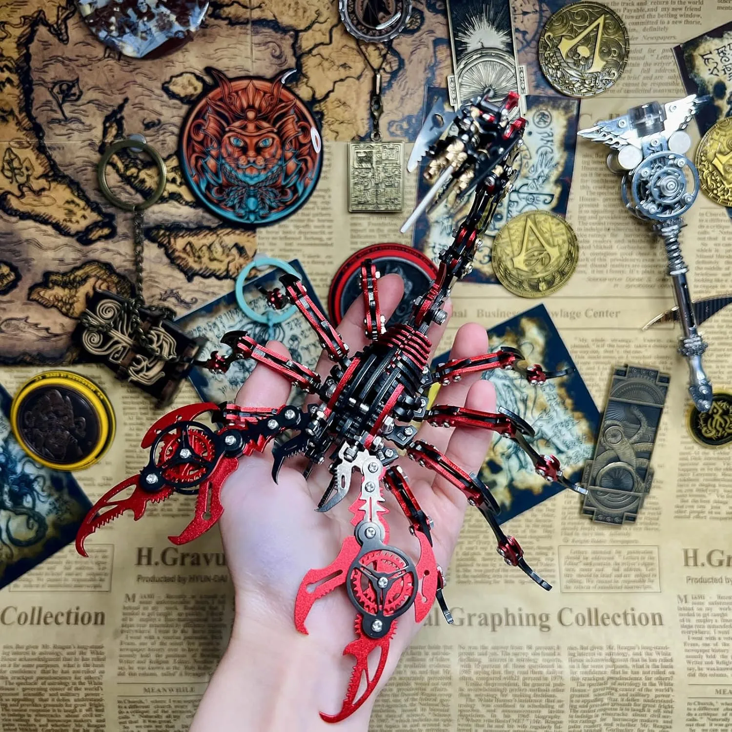 3D Metal Puzzles for Adults, Mechanical Scorpion Model Building Kits, Brain Teaser Challenging Assembly DIY Crafts Kits, Birthday Christams Gifts (Red and Black)