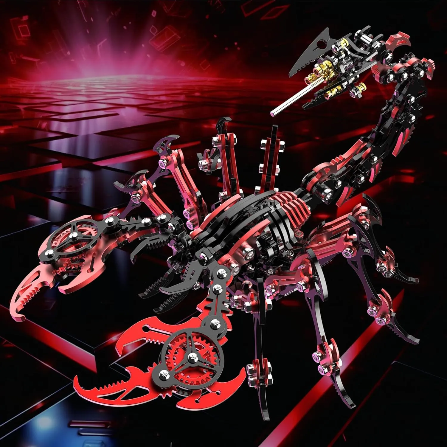 3D Metal Puzzles for Adults, Mechanical Scorpion Model Building Kits, Brain Teaser Challenging Assembly DIY Crafts Kits, Birthday Christams Gifts (Red and Black)