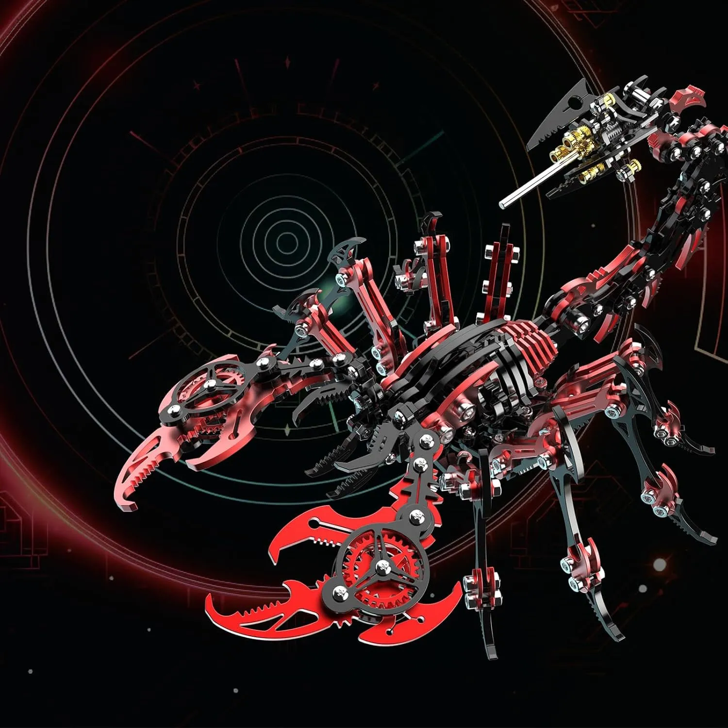 3D Metal Puzzles for Adults, Mechanical Scorpion Model Building Kits, Brain Teaser Challenging Assembly DIY Crafts Kits, Birthday Christams Gifts (Red and Black)