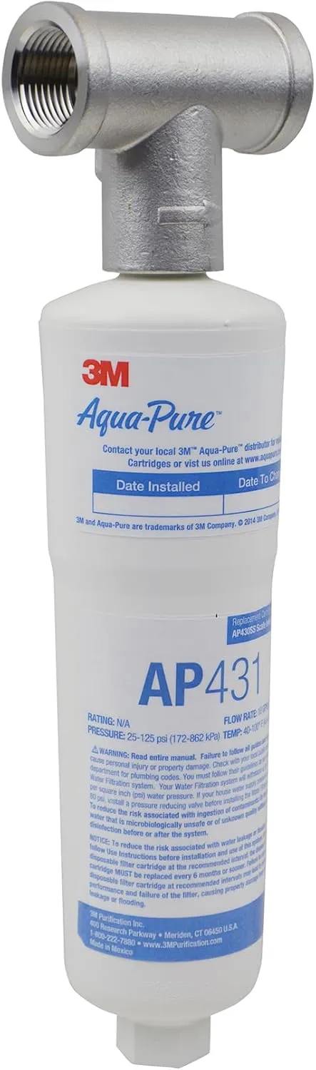 3M Aqua-Pure Whole House Scale Inhibition Inline Water System AP430SS, Prevents Scale Build Up On Hot Water Heaters and Boilers