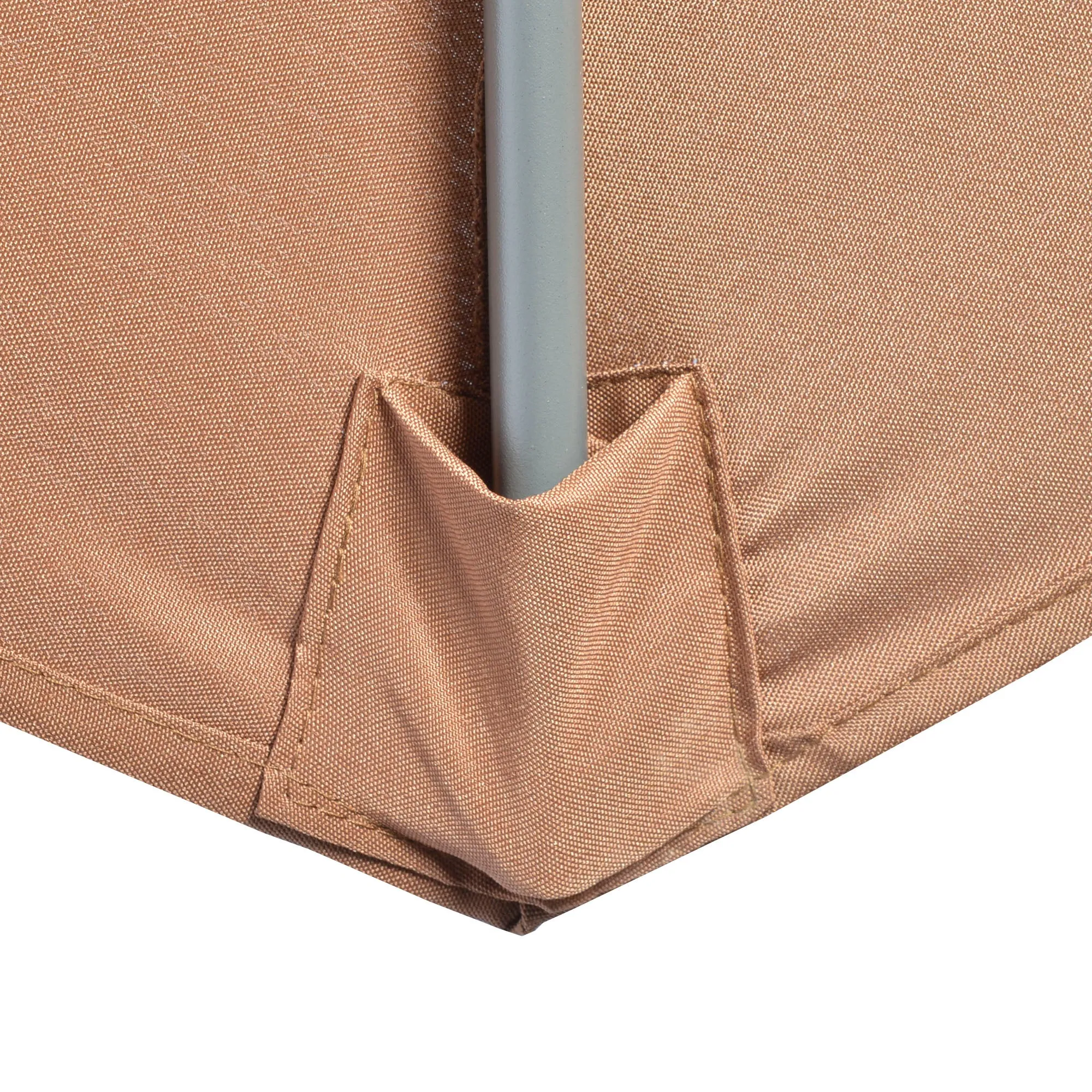 3(m) Garden Banana Parasol Cantilever Umbrella with Crank Handle, Cross Base, Weights and Cover for Outdoor, Hanging Sun Shade, Coffee