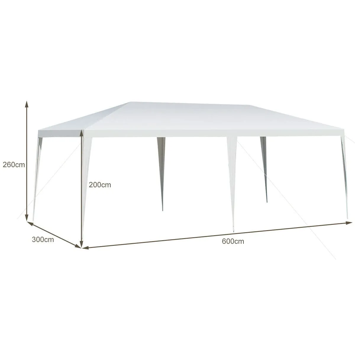 3m x 6m Canopy Tent, Waterproof Wedding Canopy with Wind Rope, Outdoor Shelter Pavilion for Parties Commercial Activity Camping