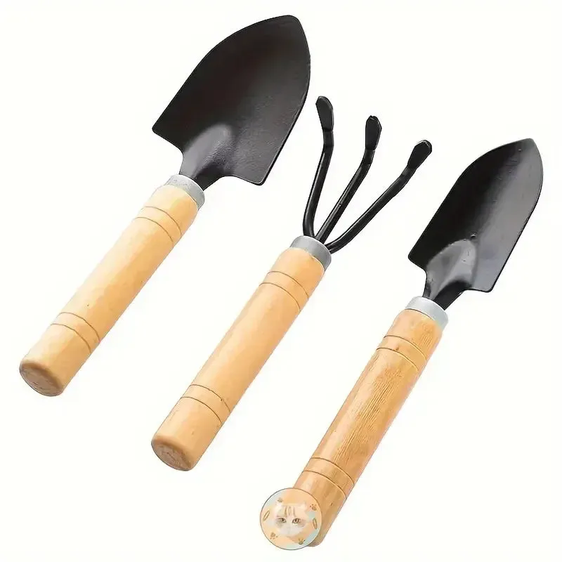 3Pcs Garden Tool Set Mini Gardening Kit with Rake Trowel and Shovel for Succulent Plants and Soil Cultivation