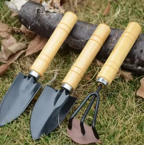 3Pcs Garden Tool Set Mini Gardening Kit with Rake Trowel and Shovel for Succulent Plants and Soil Cultivation