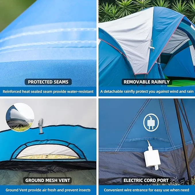 4-6 Person Tent/Instant for Camping Waterproof Family 60 Seconds/Easy Setup Cabin Tent with Top Rainfly, Double Layer, Large Mesh Windows & Mesh Roof,Dome Camping Tent-13.5' x 7'