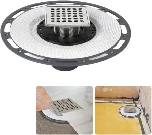 4-Inch Square Shower Drain with Bonding Flange - Durable Stainless Steel Shower Drain Flange Kit for Quick Drainage, Easy Installation, Ideal for Bathroom & Wet Area Renovations