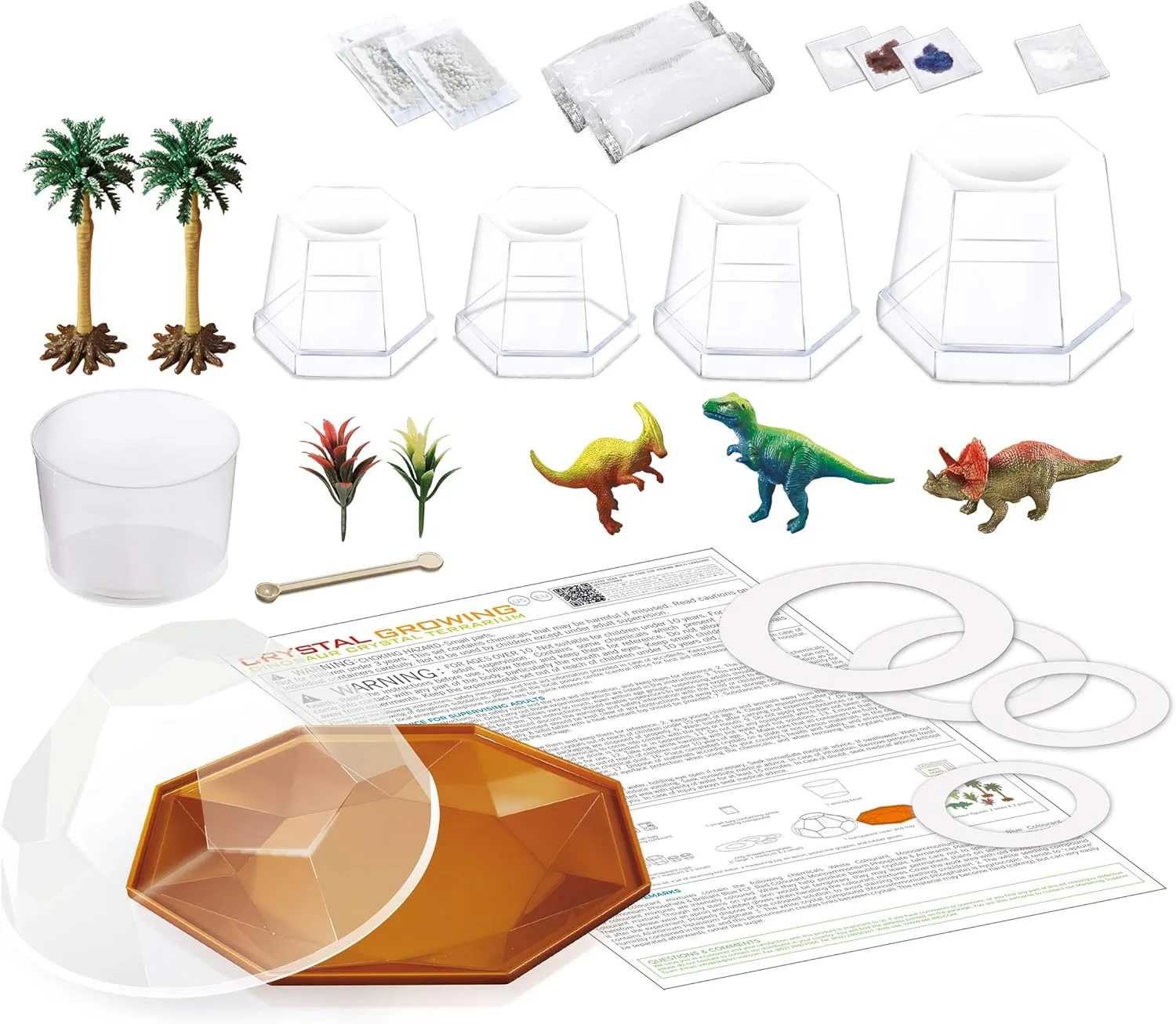 4M Crystal Growing - Dino Crystal Growing Kit - Explore Science, Creativity, and STEM Learning with a Vibrant Terrarium Kit, Custom Colors, and a Fun Dinosaur-Themed Adventure
