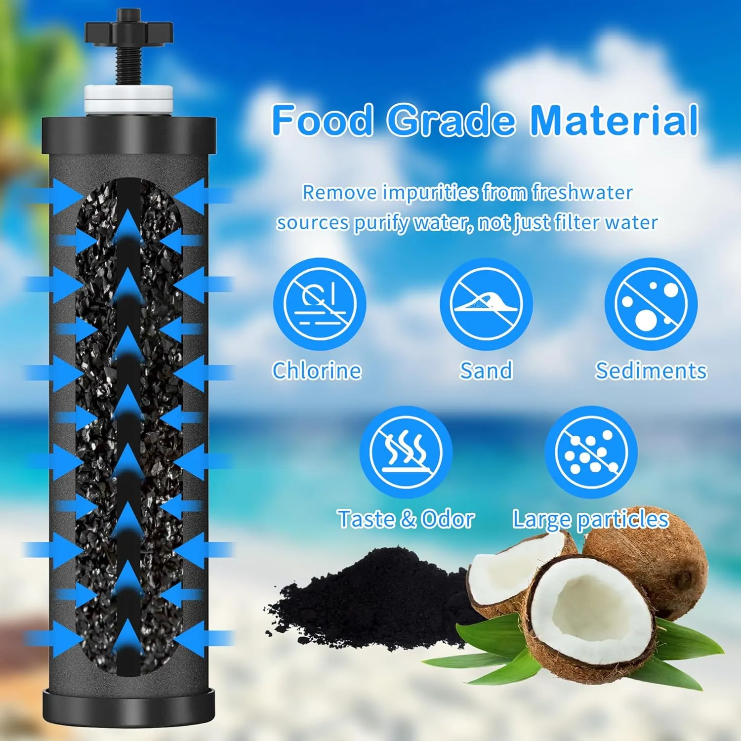 4Pcs Water Filter Replacement for Berkey® BB9-2 Black Activated Carbon Filters, Compatible with Berkey® Gravity Water Filter System,Replacement for BB9-2® Black Water Filters Cartridges