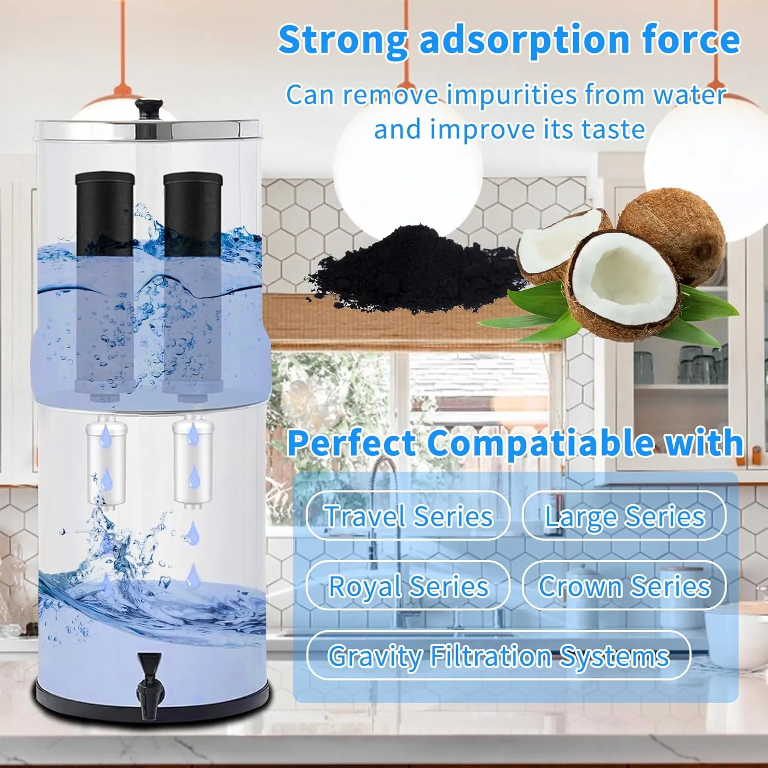 4Pcs Water Filter Replacement for Berkey® BB9-2 Black Activated Carbon Filters, Compatible with Berkey® Gravity Water Filter System,Replacement for BB9-2® Black Water Filters Cartridges