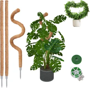 50 Inch Moss Pole 3 Pack Monstera Plant Support Bendable Moss Pole for Climbing Plants Indoor Coco Coir Sticks Support Stakes for Potted Plants DIY