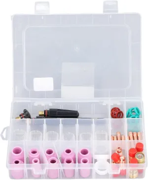 55Pcs TIG Welding Torch Accessories Kit, Replacement Welding Gasket Kit Compatible with WP 17/18/26, Includes Nozzles, Cups, Chuck Bodies for Argon Arc Welding