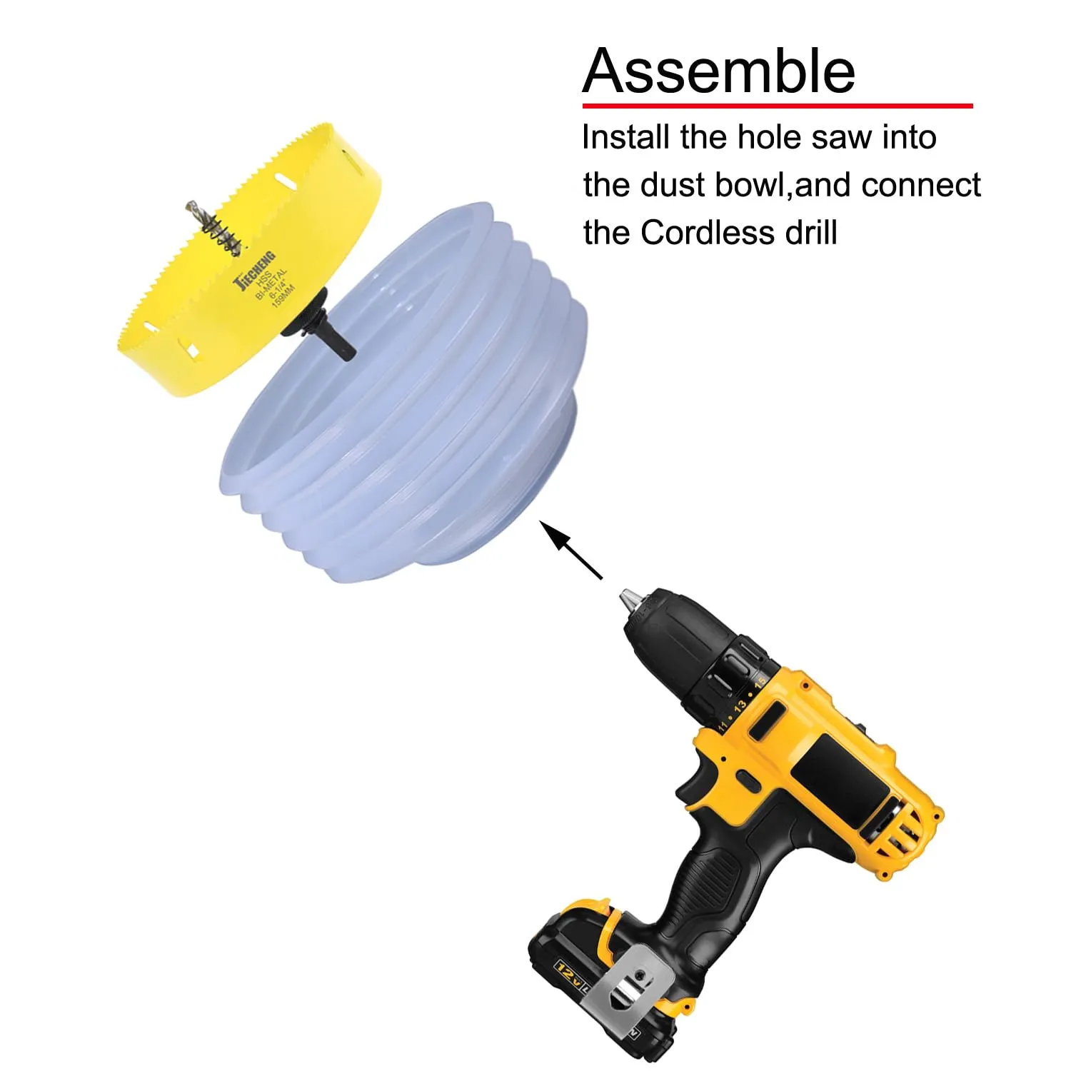 6-1/4 inch Hole Saw with Dust Bowl for Recessed Light 6 inch for Cutting Wood,Drywall,Plywood-Include Large Dust Bowl-Hole Saw Cutter for Recessed Lighting