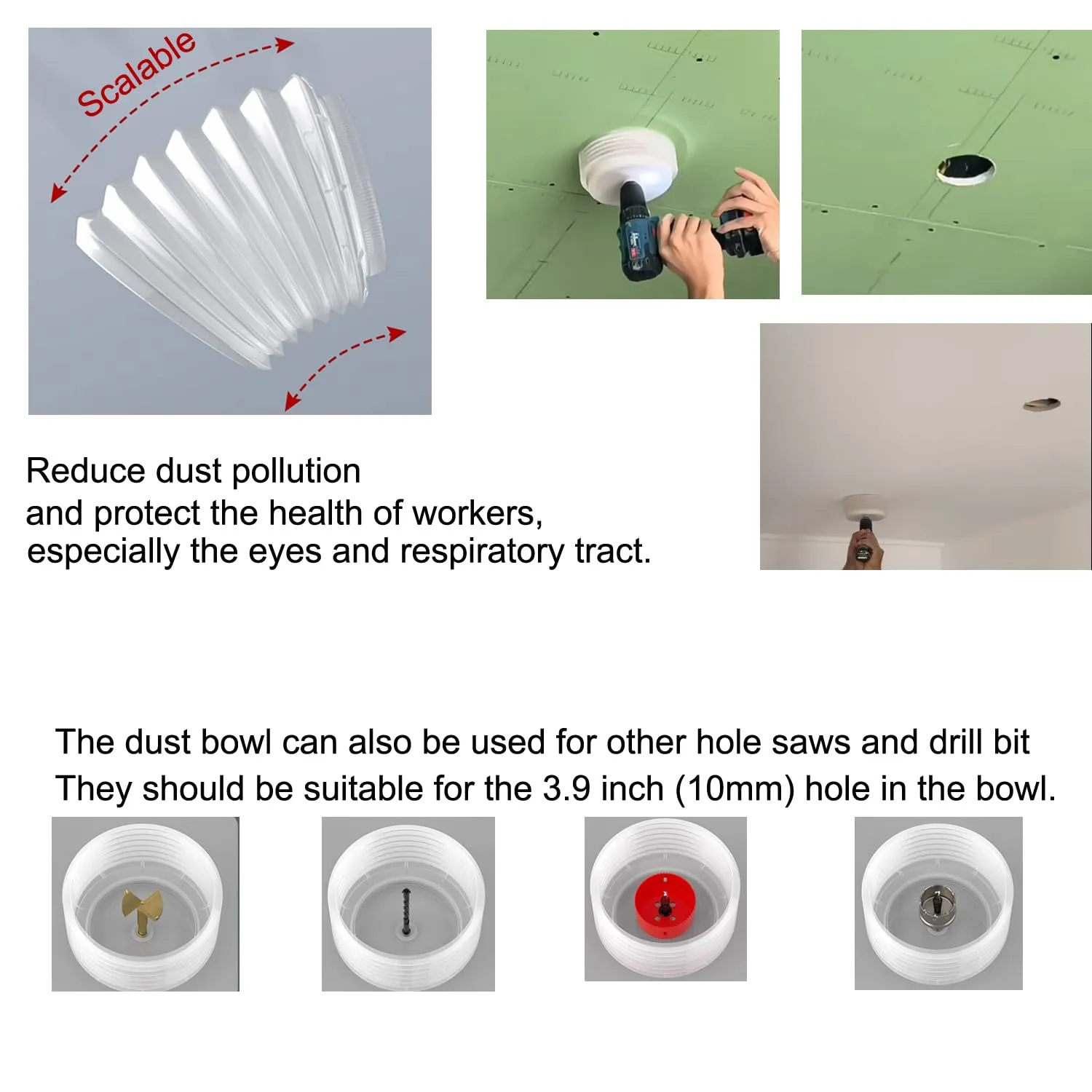 6-1/4 inch Hole Saw with Dust Bowl for Recessed Light 6 inch for Cutting Wood,Drywall,Plywood-Include Large Dust Bowl-Hole Saw Cutter for Recessed Lighting