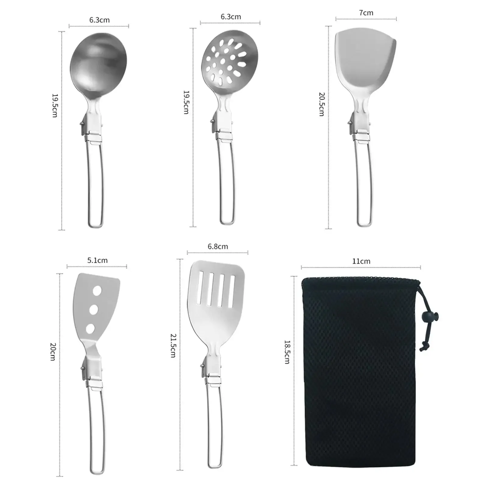6 Pieces Camp Cooking Utensil Stainless Steel Set