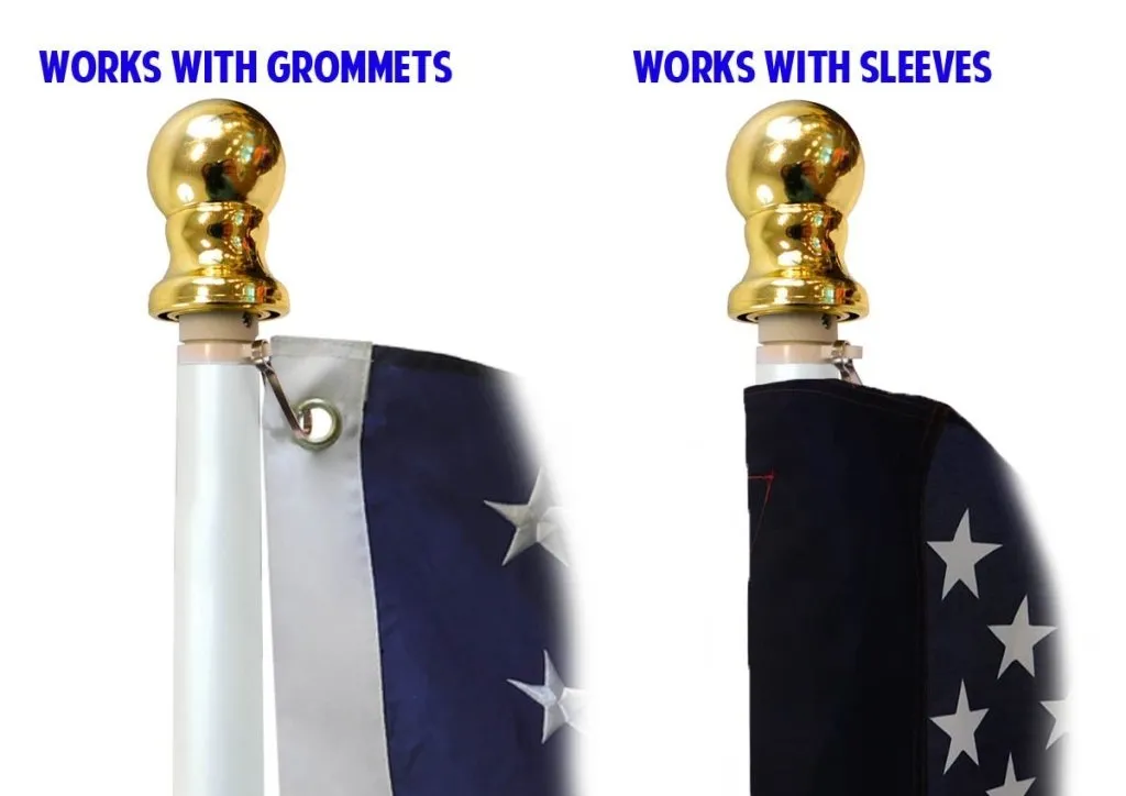 6ft Spinning Stabilizer Flag Pole & Adjustable Bracket Kit (White)