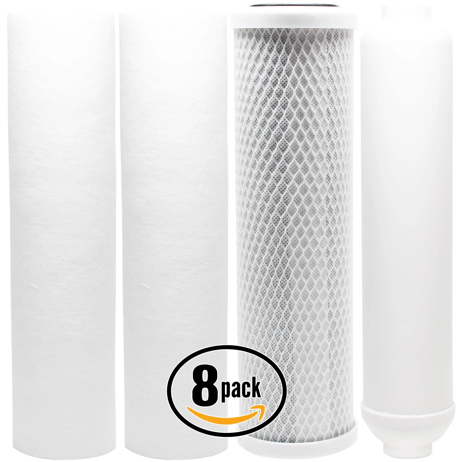 8-Pack Replacement Filter Kit Compatible with PurePro RO105-UV RO System - Includes Carbon Block Filter, PP Sediment Filters & Inline Filter Cartridge