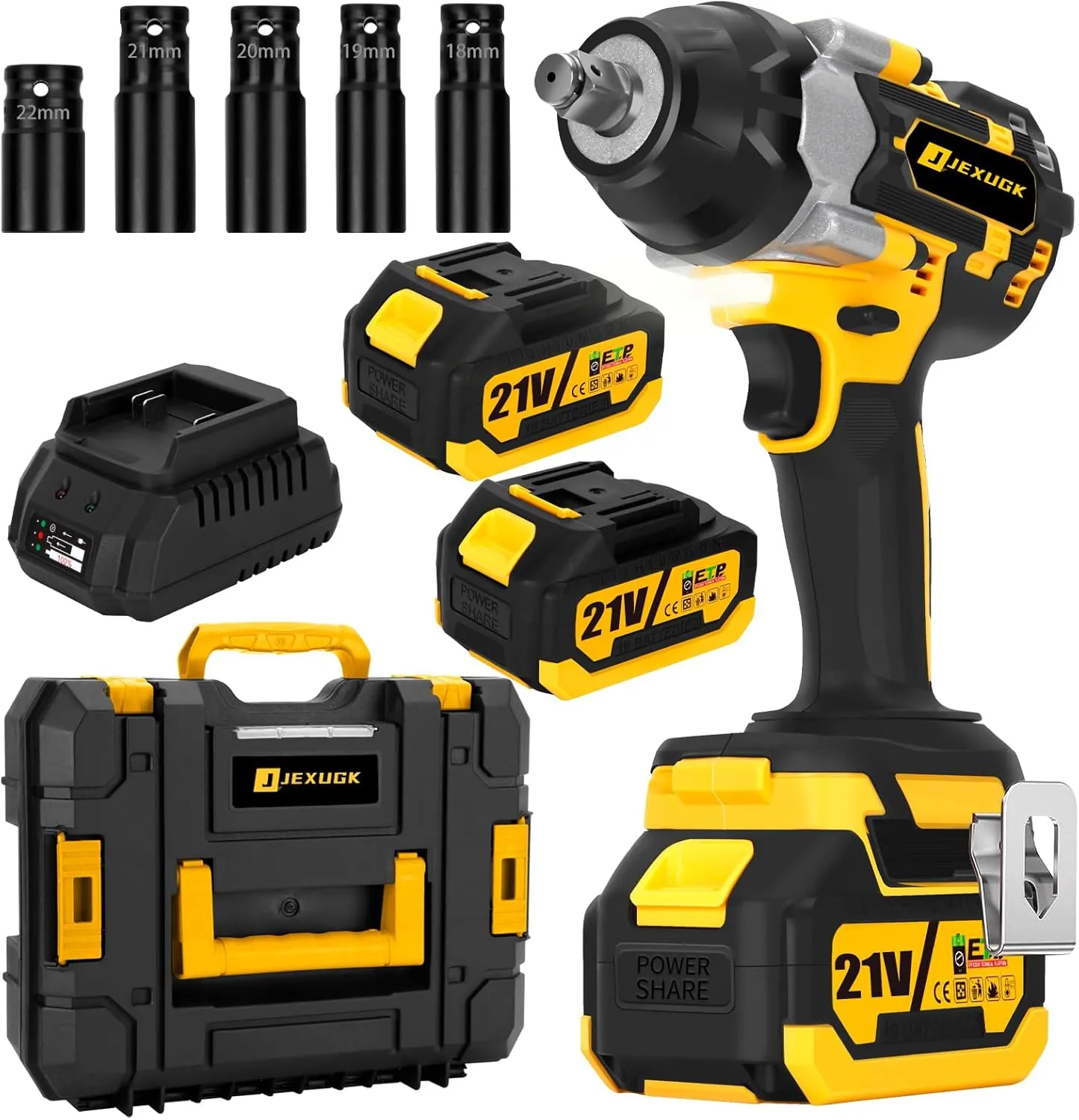 800N.m Cordless Impact Wrench, 600Ft-lbs 1/2 inch Electric Impact Gun, High Torque Brushless Impact Wrench w/ 2x 4.0Ah Battery, Fast Charger & 5 Sockets for Car Lawn Mower